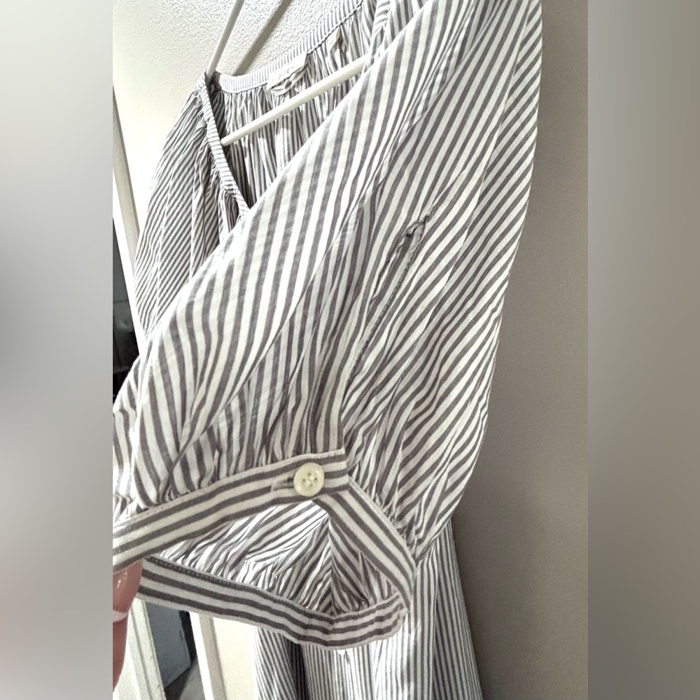 DÔEN Juno Belted Striped Brighton Midi Dress, Puff Sleeve, Cottagecore, Belt, XS - Picture 11 of 15